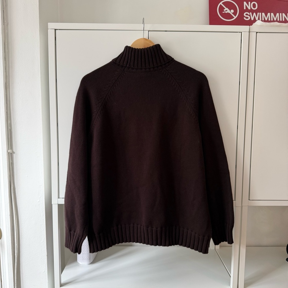 DONNI Cotton Cashmere Turtleneck Sweater in Espresso Brown - Picture 5 of 9